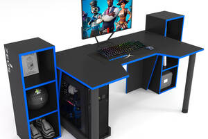 Геймерский стол ZEUS-Game™ GAMER-5 чёрный-синий