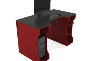 Геймерский стол ZEUS TRON-4 черная столешница / опоры бордовые
