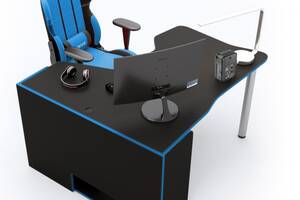 Геймерський кутовий стіл ZEUS IGROK-TOR, чорний/синій