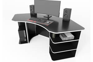 Геймерский игровой стол COMFY-HOME Karbid черный/кромка белая