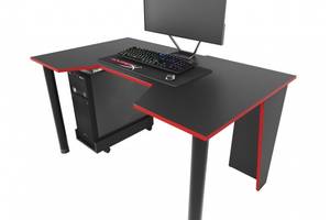 Геймерский игровой стол ZEUS GAMER-2 черный с красной кромкой
