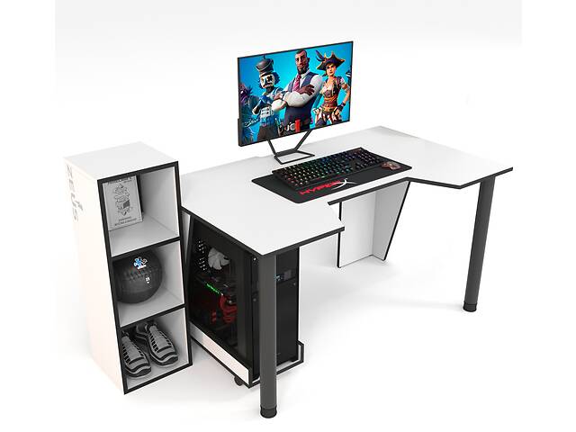 Геймерский игровой стол ZEUS™ GAMER-4 белый/черный