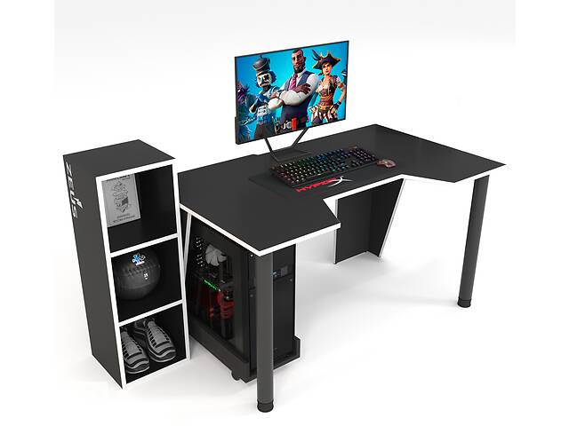 Геймерский игровой стол ZEUS™ GAMER-4 черный-белый