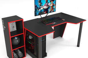 Геймерский игровой стол ZEUS™ GAMER-4 чёрный-красный