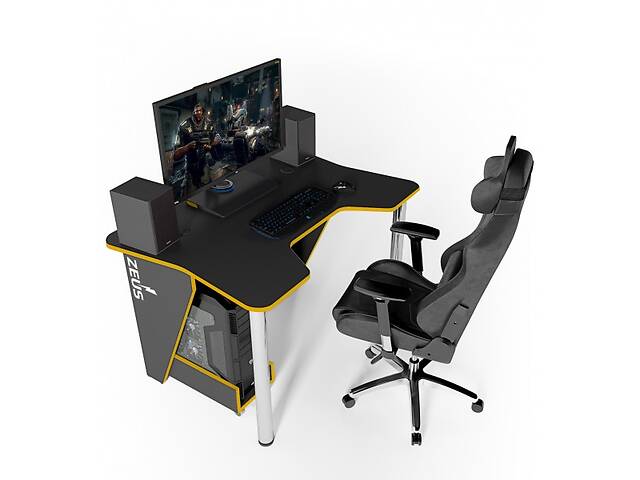 Геймерский игровой стол ZEUS IGROK-3 Черный/Желтый