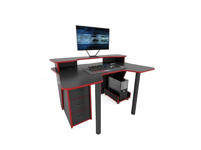 Геймерский игровой стол ZEUS IGROK-4 чёрный/красный