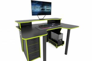Геймерский игровой стол ZEUS IGROK-4 чёрный/зелёный