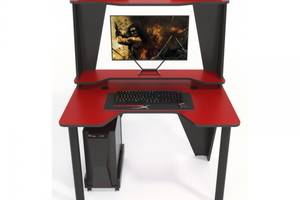 Геймерский игровой стол ZEUS™ IVAR-3 (1400 мм) красный/черный