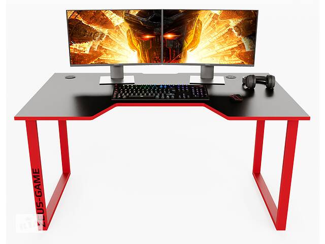 Геймерский игровой стол ZEUS Unicron черный+красный