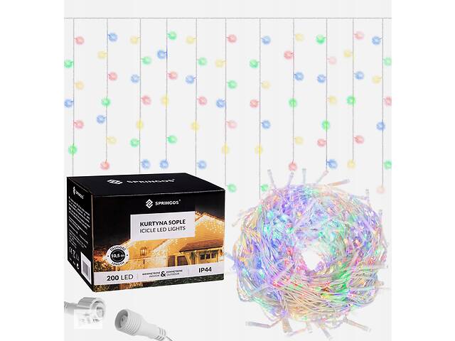 Гірлянда бахрома вулична (зовнішня) Springos 8 м 200 LED CL0203 Mix Купи уже сегодня!