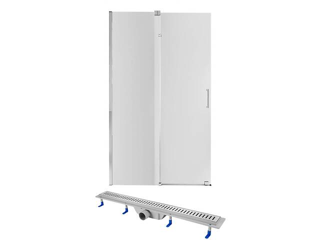 Готовое решение Qtap 15: Стена Walk-In GLIDE, 120x190 + Линейный трап 800 мм