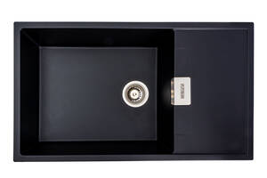 Гранитная мойка для кухни Platinum 8650 DIAMOND матовая (черная)