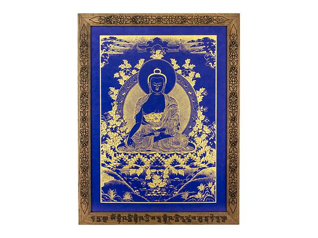 Гравюра Будда Медицины Бумага локта Багет дуб Антибликовое стекло (27520)