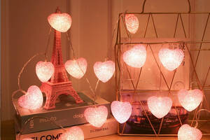 Гирлянда B-Led Сердца 20 лампочек на 3м на батарейках розовые