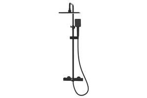 IMPRESE BILOVEC BM система душевая (смеситель-термостат для ванны, верхний и ручной душ, шланг полимер), черный матовый