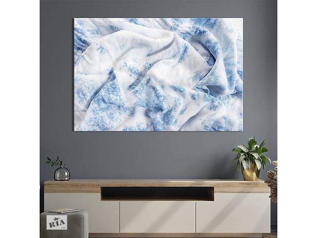 Картина абстракция для офиса KIL Art Белая простынь с голубыми узорами 75x50 см (1041-1)