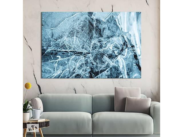 Картина абстракция для офиса KIL Art Бледно-синие трещины 122x81 см (1151-1)