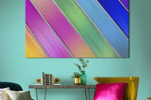 Картина абстракция для офиса KIL Art Блестящие разноцветные полоски 75x50 см (1097-1)