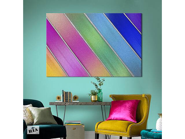 Картина абстракция для офиса KIL Art Блестящие разноцветные полоски 51x34 см (1097-1)