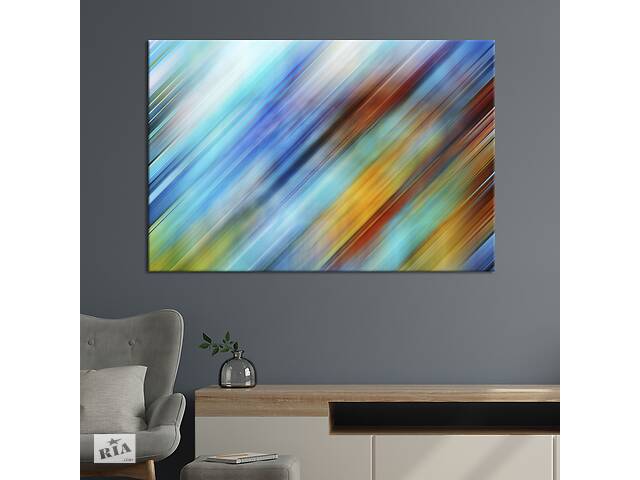 Картина абстракция для офиса KIL Art Блестящие тонкие разноцветные линии 75x50 см (1176-1)