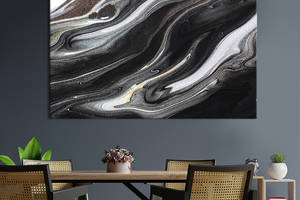 Картина абстракция для офиса KIL Art Чёрно-белые волны 75x50 см (1048-1)