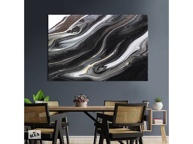 Картина абстракция для офиса KIL Art Чёрно-белые волны 51x34 см (1048-1)