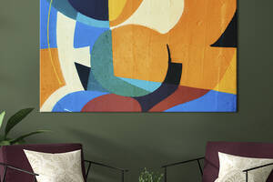 Картина абстракция для офиса KIL Art Гармоничное сочетание голубых и оранжевых тонов 51x34 см (1079-1)