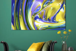 Картина абстракция для офиса KIL Art Глянцевый фиолетово-желтый 122x81 см (1165-1)