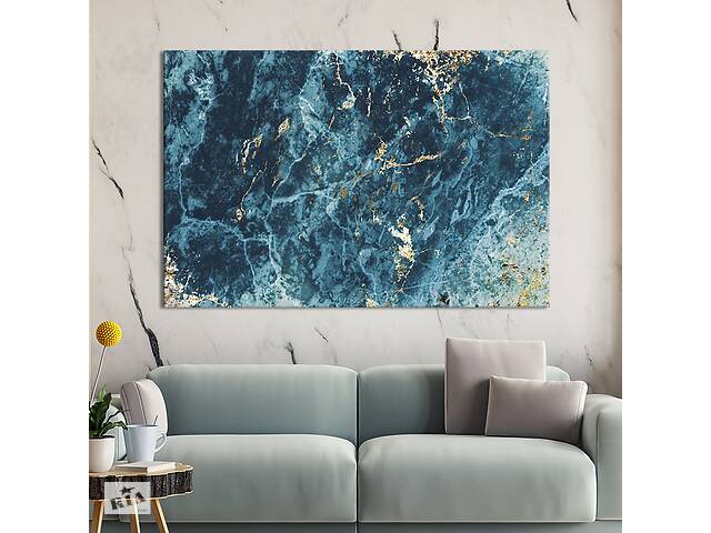 Картина абстракция для офиса KIL Art Голубая мраморная текстура 75x50 см (1050-1)