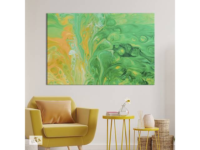Картина абстракция для офиса KIL Art Градиенты зелено-желтых оттенков 75x50 см (1108-1)