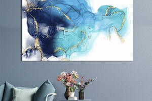 Картина абстракция для офиса KIL Art Контраст голубых оттенков и белого 75x50 см (1075-1)