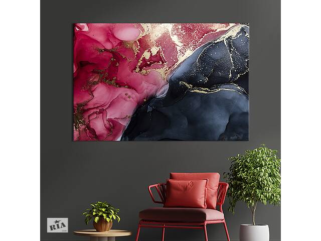 Картина абстракция для офиса KIL Art Контраст синего и розового 51x34 см (1035-1)