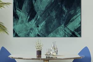 Картина абстракция для офиса KIL Art Контраст тёмно синего и бирюзового 75x50 см (1039-1)
