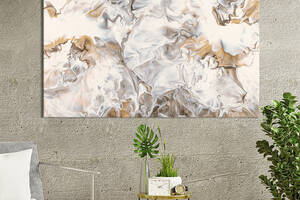 Картина абстракция для офиса KIL Art Коричнево-серые разводы на белом фоне 75x50 см (1102-1)
