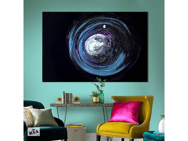 Картина абстракция для офиса KIL Art Космическая воронка сине-черная 51x34 см (1106-1)