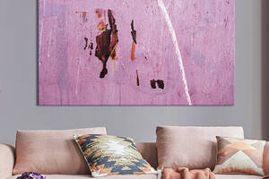 Картина абстракция для офиса KIL Art Красные и белые следы на розовом фоне 122x81 см (1122-1)