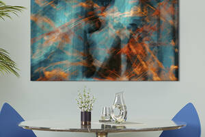 Картина абстракция для офиса KIL Art Красный огонь поверх голубого сияния 122x81 см (1082-1)