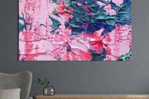 Картина абстракция для офиса KIL Art Красивое сочетание синих и ярко розовых мазков 75x50 см (1057-1)