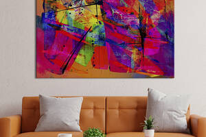 Картина абстракция для офиса KIL Art Наложение ярких разноцветных оттенков 75x50 см (1197-1)