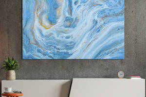 Картина абстракция для офиса KIL Art Небесно голубые разводы 75x50 см (1111-1)