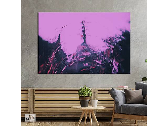 Картина абстракция для офиса KIL Art Необычный контраст розового на тёмном 51x34 см (1080-1)