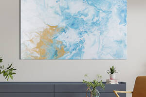 Картина абстракция для офиса KIL Art Нежно голубой и золотистый градиенты 75x50 см (1115-1)