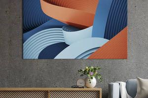 Картина абстракция для офиса KIL Art Оранжево-голубые текстурные волны 75x50 см (1096-1)