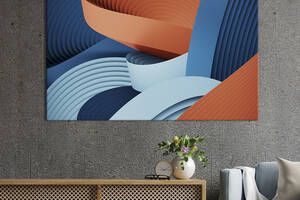 Картина абстракция для офиса KIL Art Оранжево-голубые текстурные волны 122x81 см (1096-1)