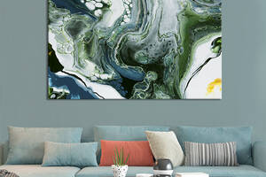 Картина абстракция для офиса KIL Art Плавная зелёная текстура 75x50 см (1072-1)