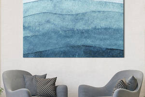Картина абстракция для офиса KIL Art Постепенный переход от тёмно-синего к светло-голубому 51x34 см (1032-1)