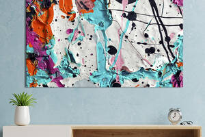 Картина абстракция для офиса KIL Art Пятна и полосы различных цветов 75x50 см (1100-1)
