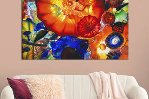 Картина абстракция для офиса KIL Art Разноцветные яркие круги 75x50 см (1124-1)