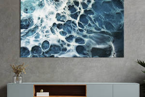 Картина абстракция для офиса KIL Art Роскошные морские волны с белым акцентом 75x50 см (1065-1)
