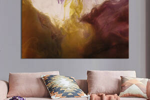 Картина абстракция для офиса KIL Art Розово-желтый дым 122x81 см (1144-1)